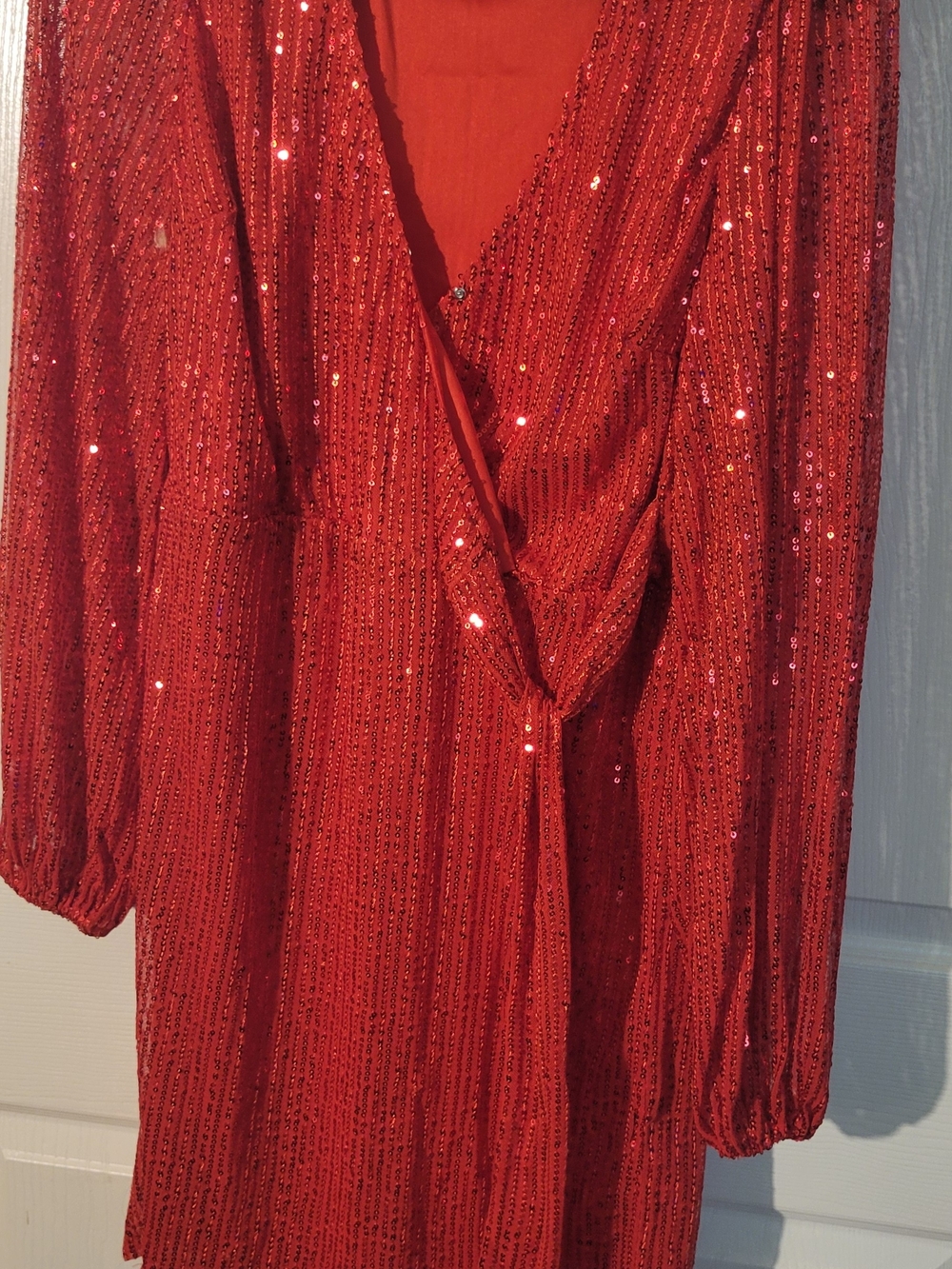 Vine & Love Red Sequin V-Neck Dress